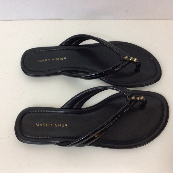 Marc Fisher Black Thong Sandals, 7 1/2M - Picture 5 of 8